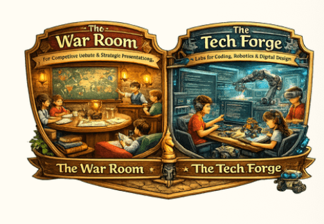 The War Room and the Tech Forge — senior commons spaces